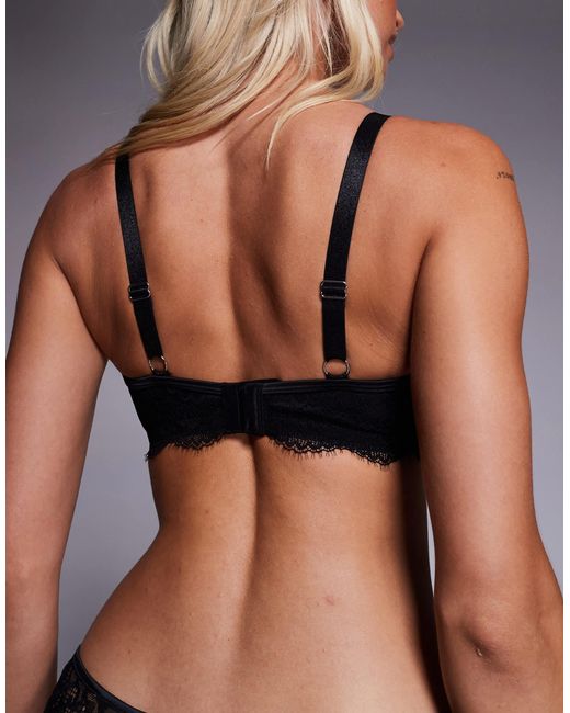ASOS Black Asos Design Fuller Bust Amber Lace & Mesh Underwired Bra