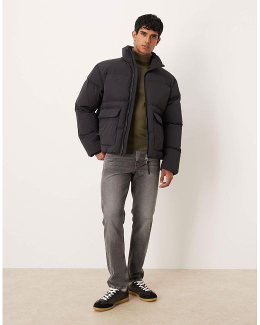 ARKET Black Down Puffer Jacket With Funnel Neck for men
