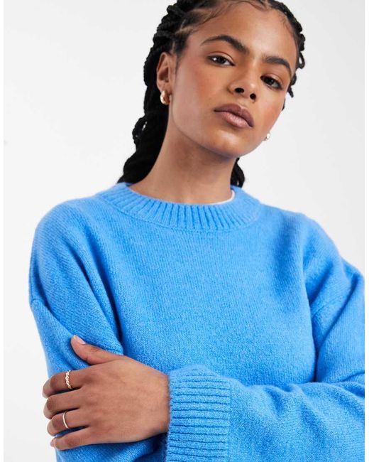 ASOS Blue Wide Sleeve Oversized Knitted Jumper