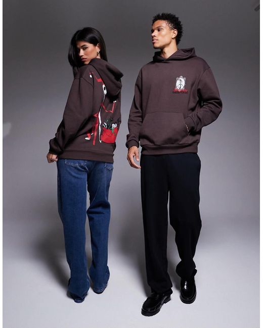 ASOS Blue Disney Christmas Relaxed Hoodie With Tim Burton Jack Print