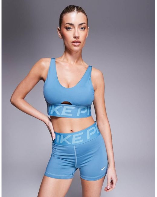 Leggings Cortos De 3" Azules De Talle Alto Sculpt De Nike Pro Training Nike de color Blue