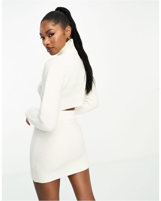 White cropped roll hot sale neck jumper