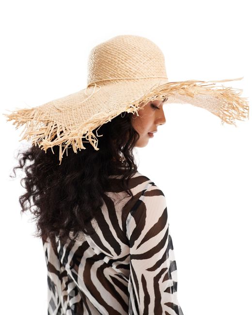 Cappello a falda larga con bordi grezzi di colore naturale di Accessorize