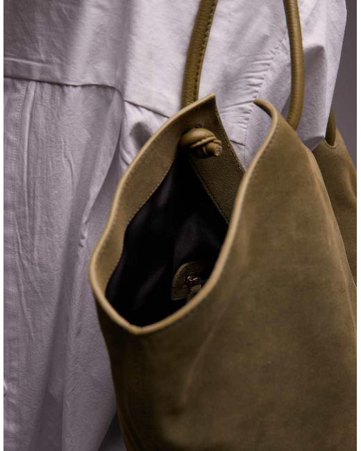 ASOS Green Suede Tubular Handle Vase Tote Bag