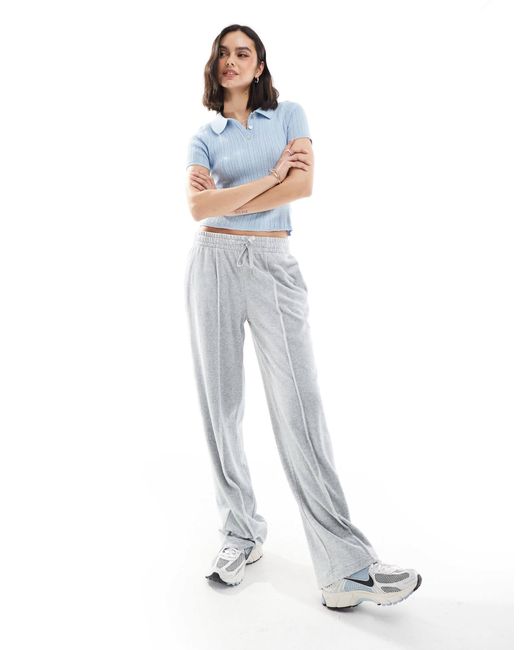 Stradivarius White Velour Seam Front jogger