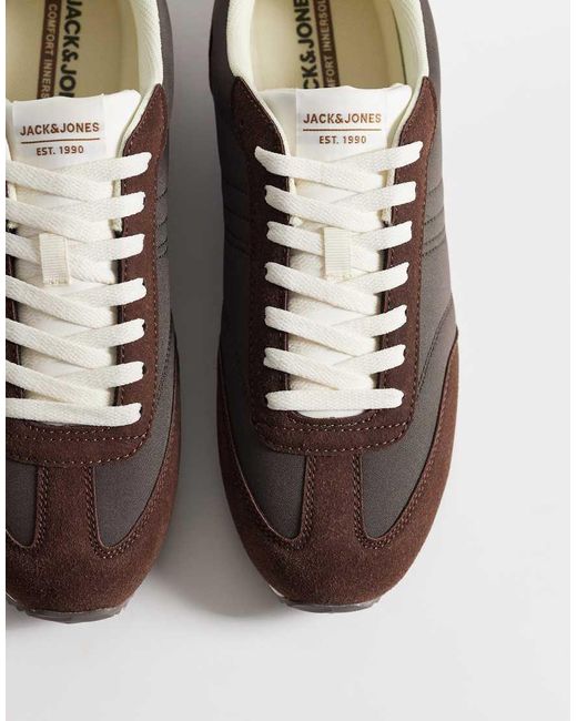 Jack & Jones Brown Faux Suede And Nylon Runner Trainers for men