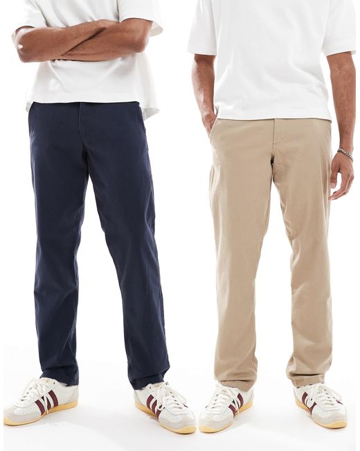 Jack & Jones – kane – 2er-pack lockere chinohosen in Blue für Herren