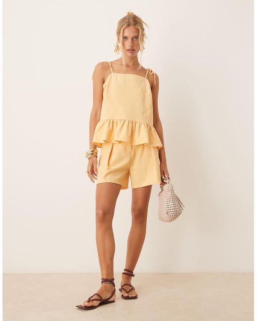 Pantaloncini Sartoriali Gialli A Righe Con Cintura di ASOS in Natural