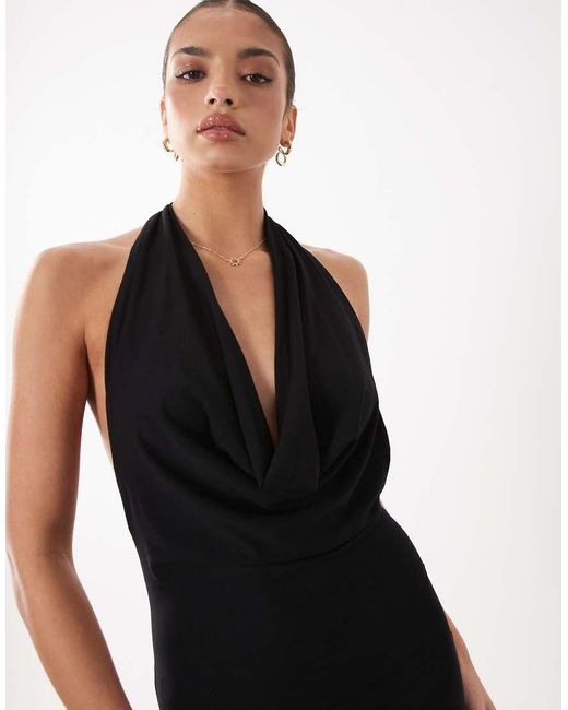 Flook Black The Label Aurella Knitted Cowl Neck Mini Dress