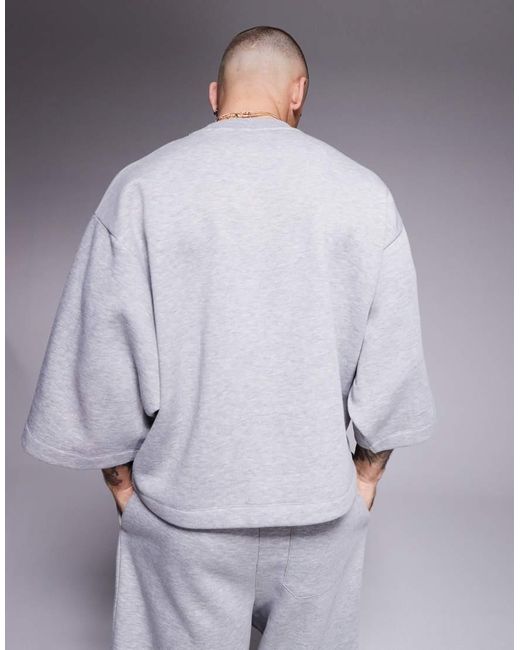 ASOS Gray Oversized Sweatshirt With 3/4 Length Sleeve for men