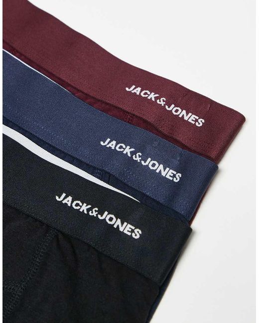 Jack & Jones Blue 3 Pack Bamboo Trunks for men