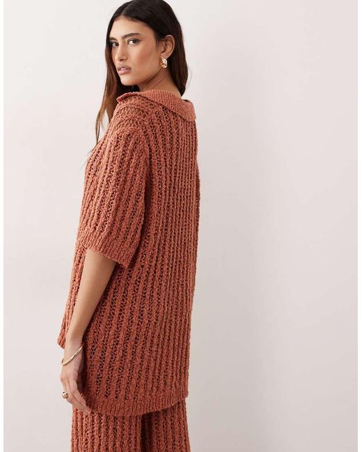 ARRANGE Red Crochet Colla Top