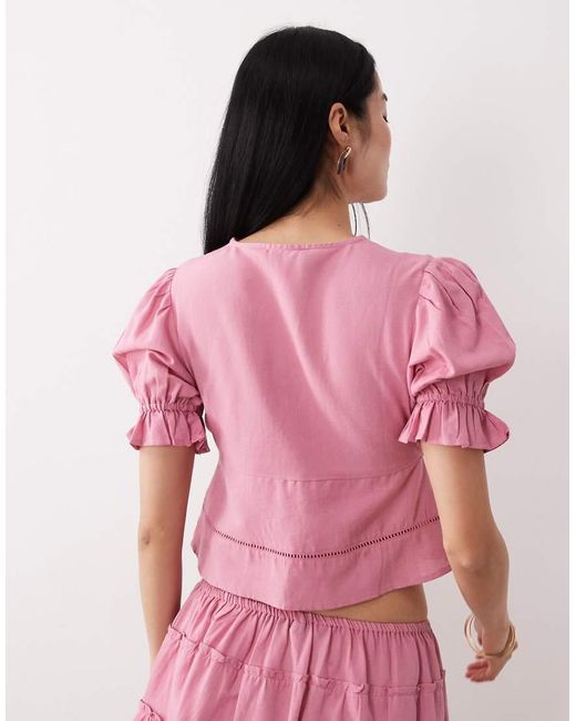 Wednesday's Girl Pink Wednesdays Girl Co-ord Broderie Detail Blouse