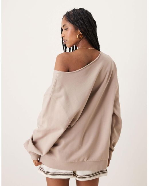 ASOS Natural Oversized Off Shoulder Sweatshirt