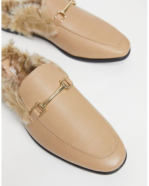 ASOS Loafers Met Open Achterkant En Imitatiebont in het Naturel voor heren  - Lyst