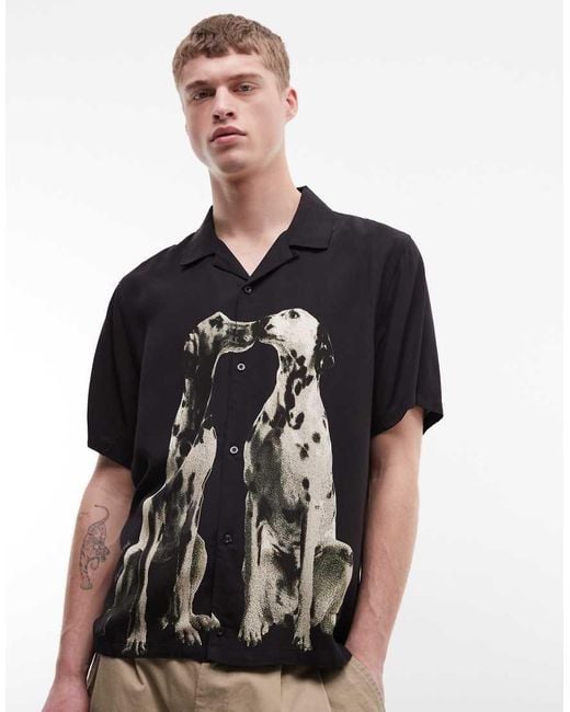 Huf Black Dalmation Print Resort Shirt for men