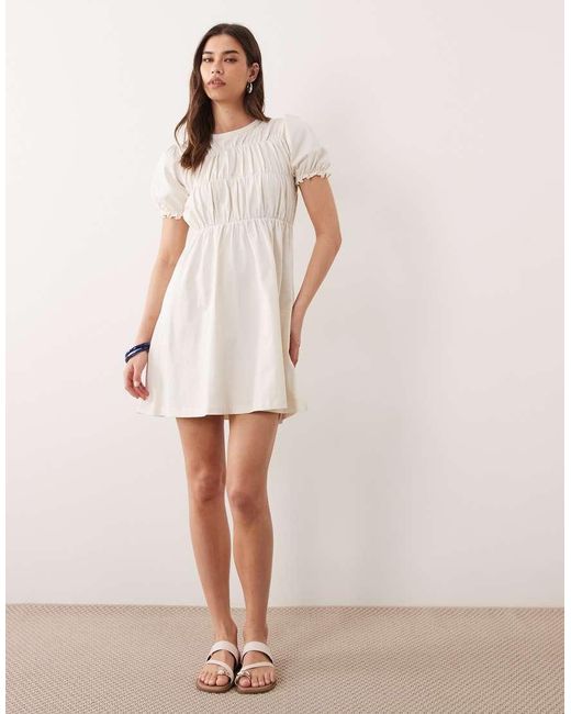Miss Selfridge Natural Shirred Smock Mini Dress