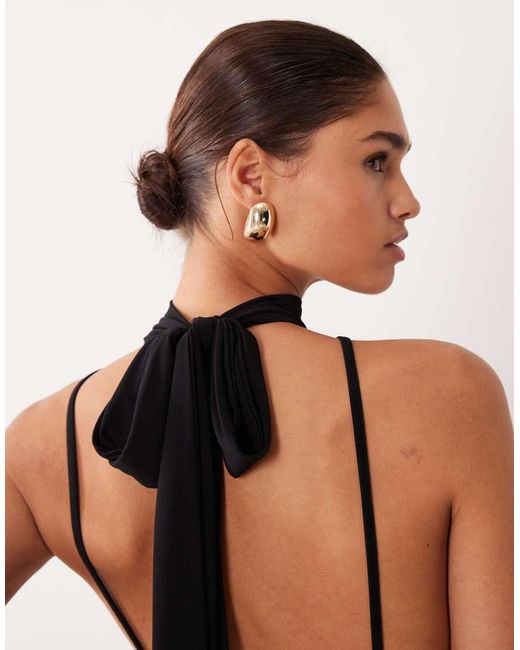 ASOS Black Backless Flippy Mini Dress With Scarf Detail