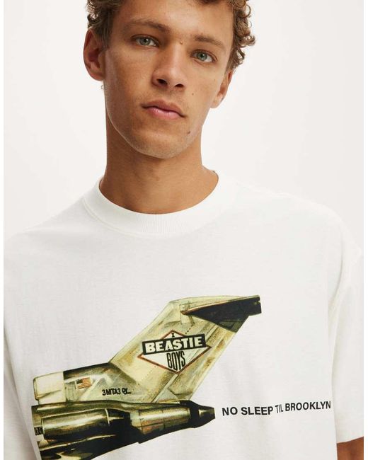 Cotton On White Box Fit Premium Music T-Shirt for men