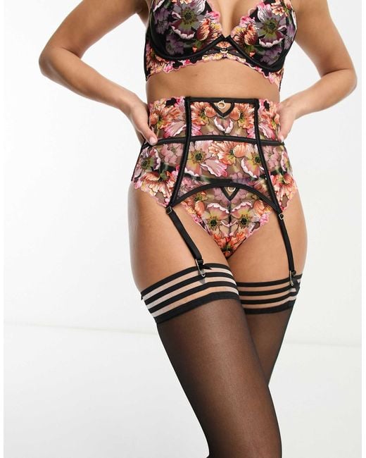 Ann Summers Black – wildflower – bestickter strumpfhalter