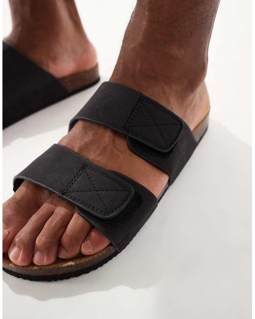Threadbare Brown Faux Suede Two Strap Sandals for men