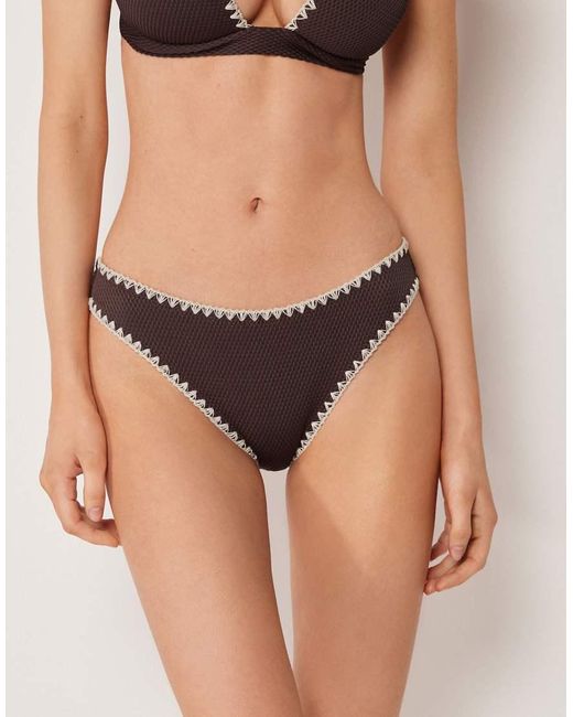 Calzedonia Black Bikini Bottoms Bicolor Embroidery