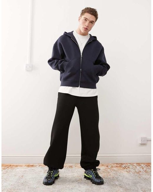 Sudadera Con Capucha Y Cremallera De Tejido Efecto Neopreno Simon De Weekday de hombre de color Blue