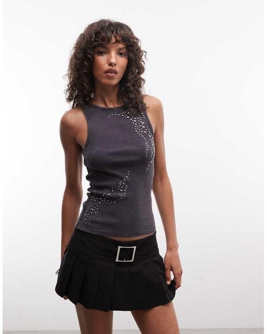 Weekday White Studded Vest Top