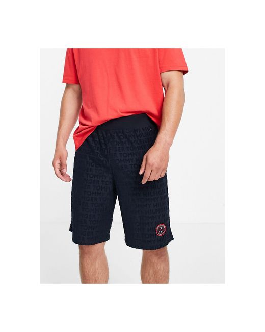 Tommy Hilfiger Towelling Shorts With Small Tennis Logo in Navy (Blue) for  Men | Lyst Australia