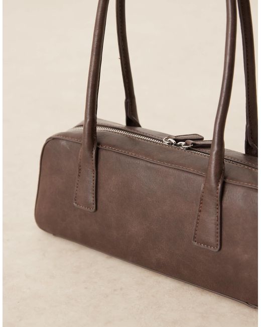 Gina Tricot Brown Small Bowling Two Handle Shoulder Bag