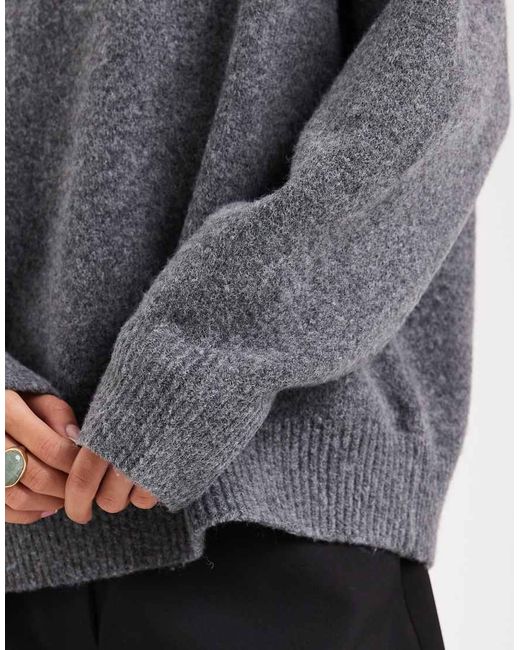 ASOS Gray Drop Shoulder Pad Longline Sweater