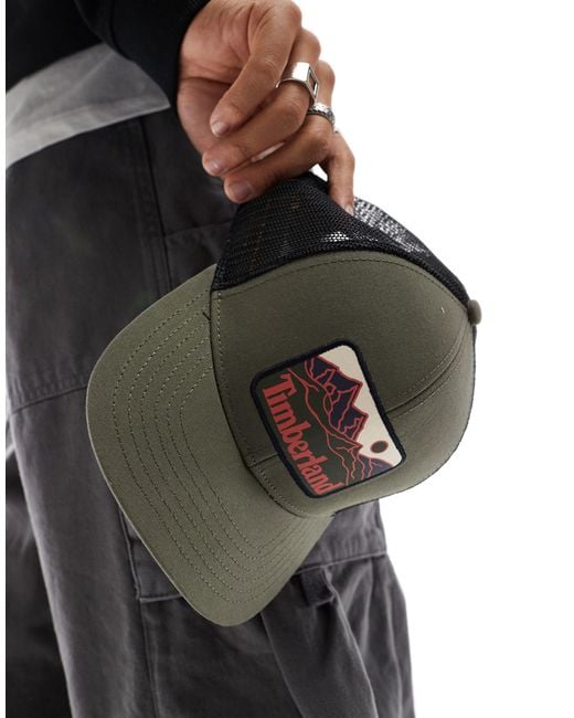 Timberland Mountain Patch Trucker Cap in Black for Men