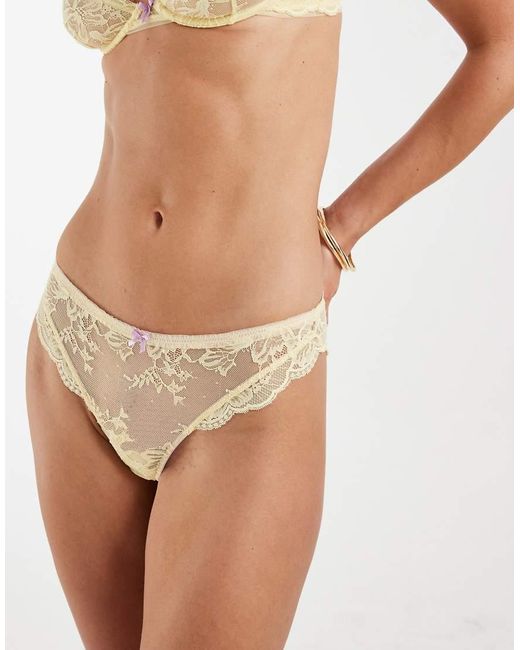 ASOS Natural Stevie Lace Brazilian Briefs With Contrast Trims