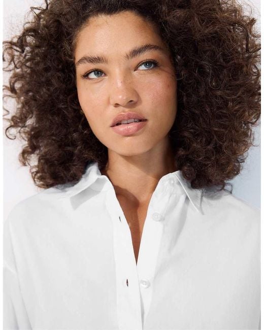 Stradivarius Blue Adjustable Regular Poplin Shirt