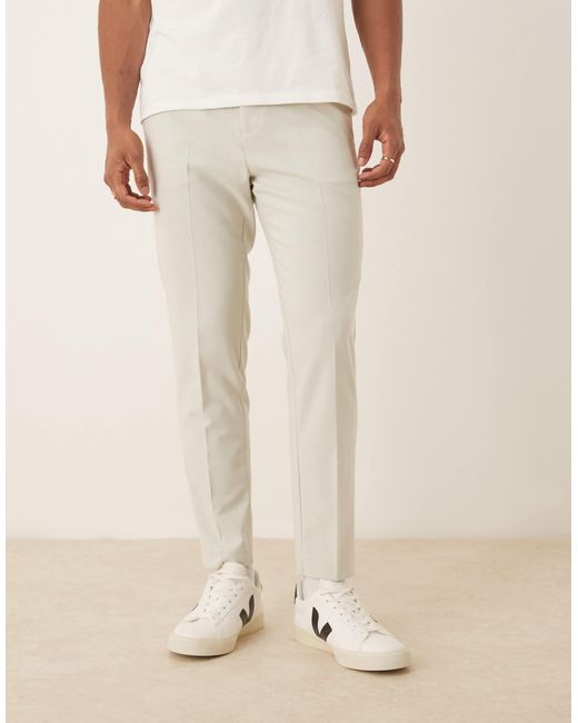ASOS – schmal zulaufende anzughose in Natural für Herren