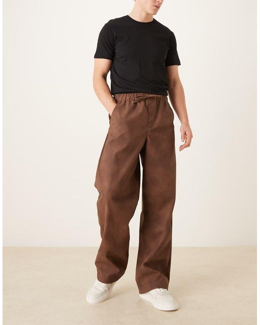 ASOS Brown baggy Pull On Trousers for men