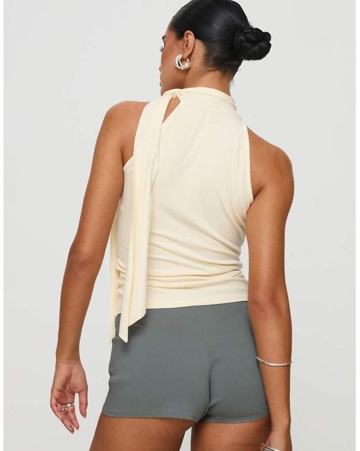 Princess Polly Gray Mathias Slinky Halterneck Tie Neck Top