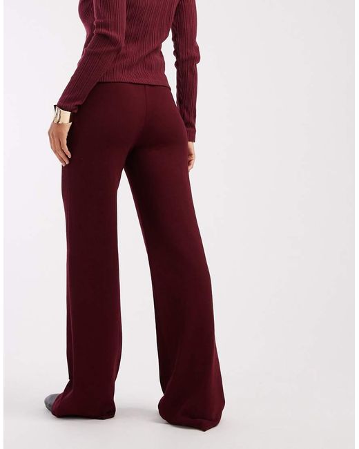 ASOS Red Wide Leg Heavyweight Rib Knit Pants