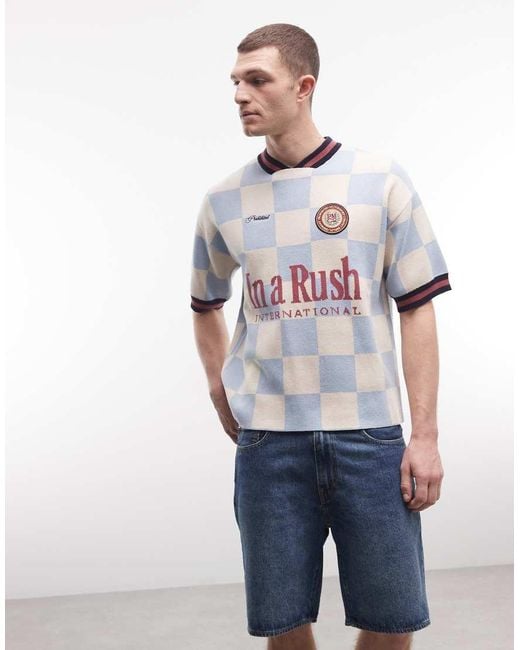 Prohibited White Victory Knitted Short Sleeve Jumper for men
