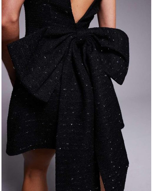Jaded Rose Petite Black Stretch Low Bow Back Mini Dress
