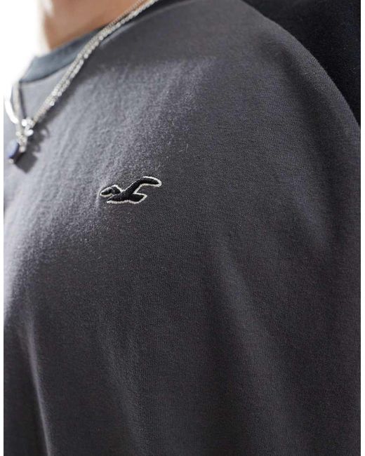 Hollister Recht T-Shirt Met Icoonlogo, Raglanmouwen En Contrasterende Biezen in het Black voor heren
