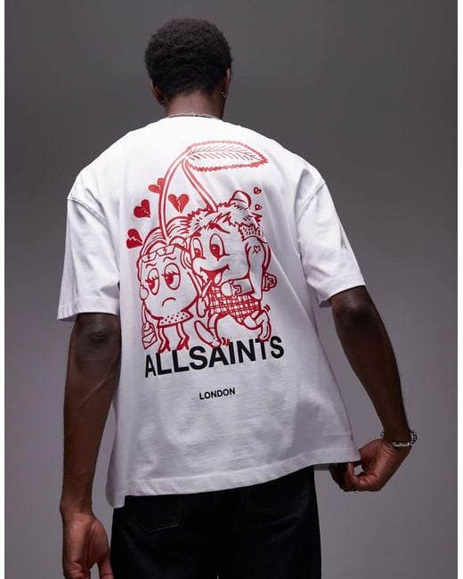 AllSaints Gray Breakup Back Graphic T-shirt for men