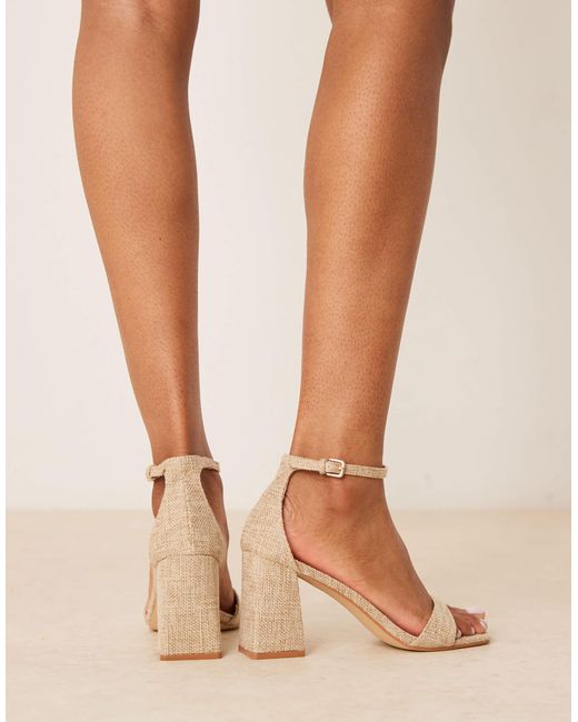 Niya - sandales à talon carré mi-haut - raphia Raid en coloris Brown
