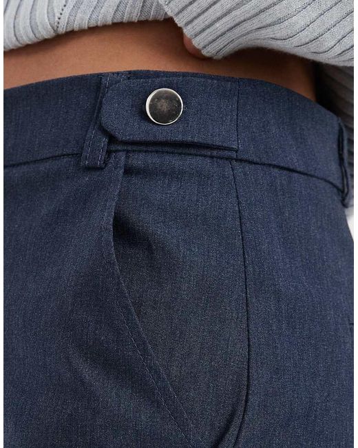 Collusion Blue Bengaline Tailored Low Rise Trousers
