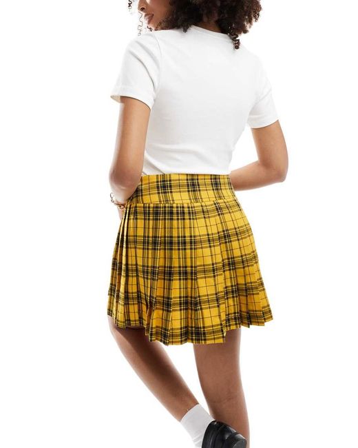 Something New Iconic Clueless Pleated Mini Skirt Co ord in Yellow Lyst UK