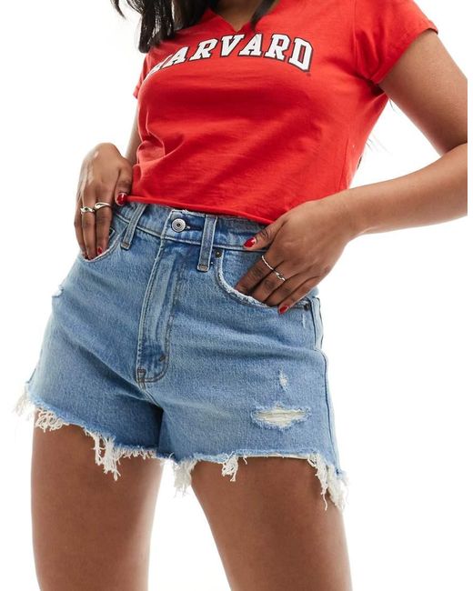 Abercrombie & Fitch Blue Curve Love Mom Fit Denim Short