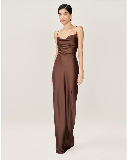 OMNES Natural Dresses Ginny Satin Maxi Dress With Lace-Up Back