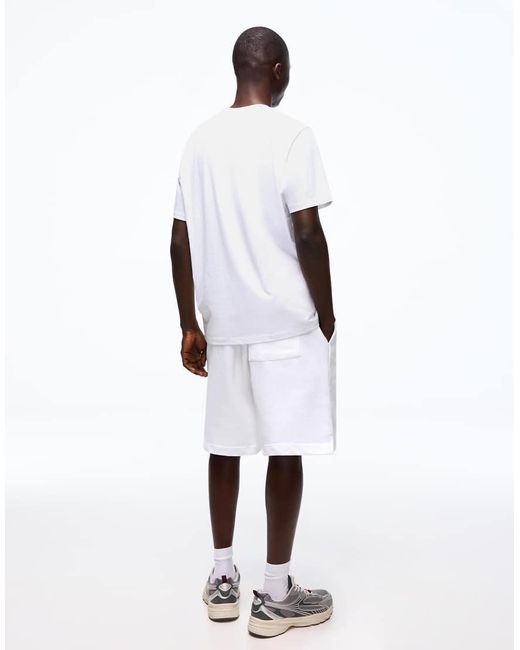 Bershka White Coordinated T-shirt And Shorts Set for men