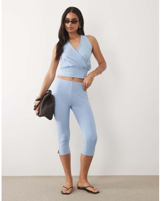 ASOS Blue Double Lined Halterneck Top Co-ord