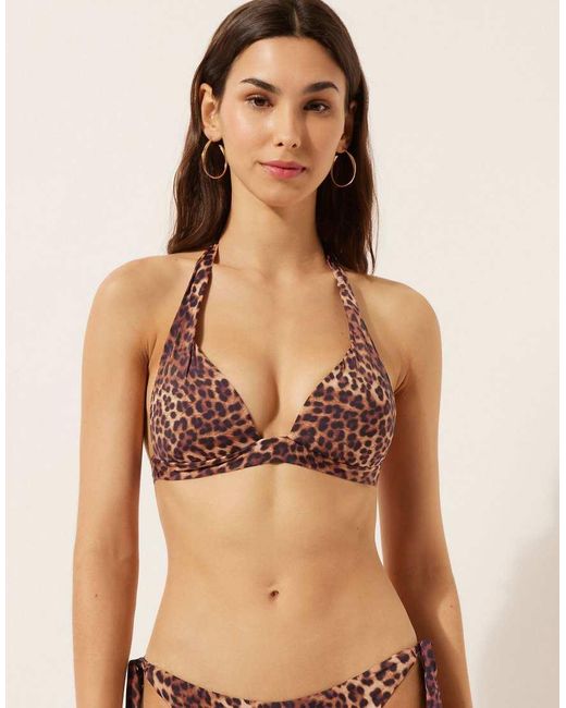 Calzedonia Brown Halter Bikini Top